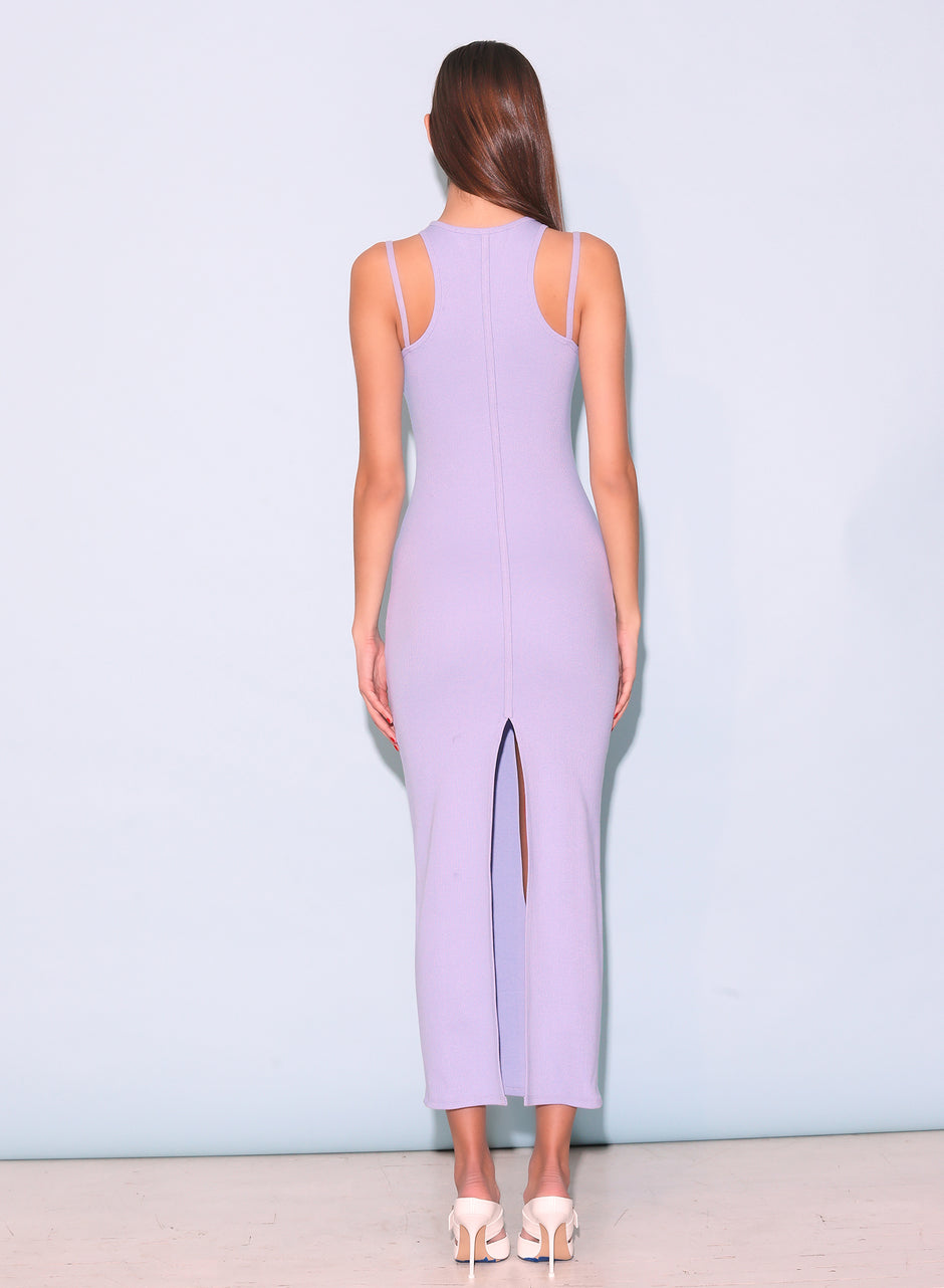 Lavender blue - Strappy Ribbed Maxi Dress | Fleur du Mal