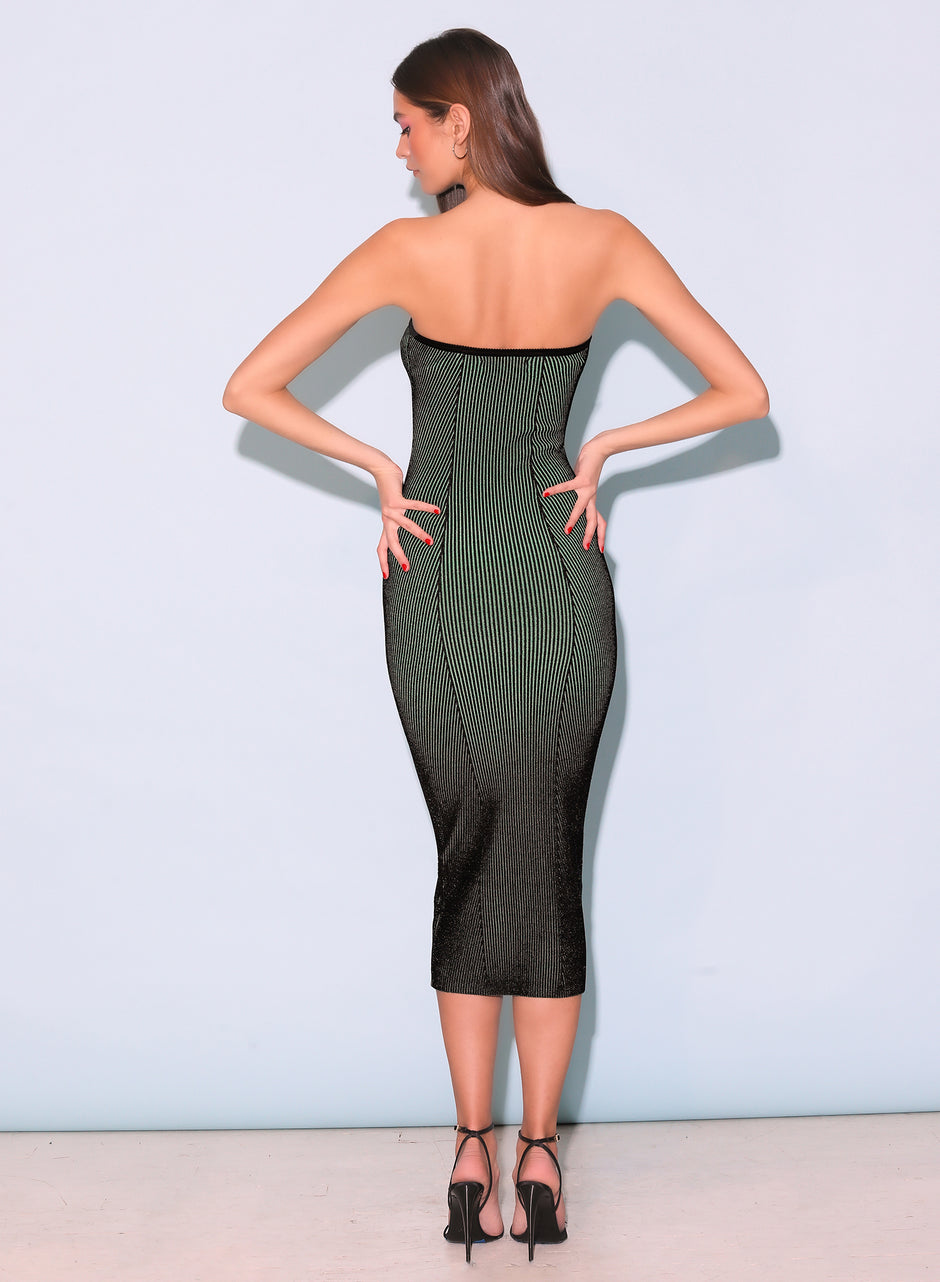 Green/black rib - Rib Knit Tube Dress | Fleur du Mal