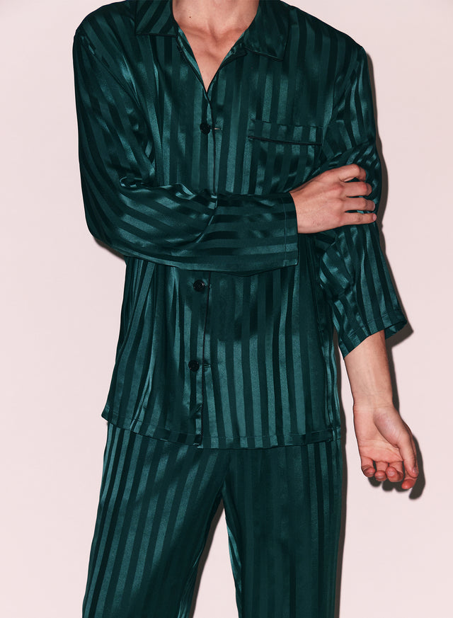 The maker green - Silk Jacquard PJ Top | Fleur du Mal