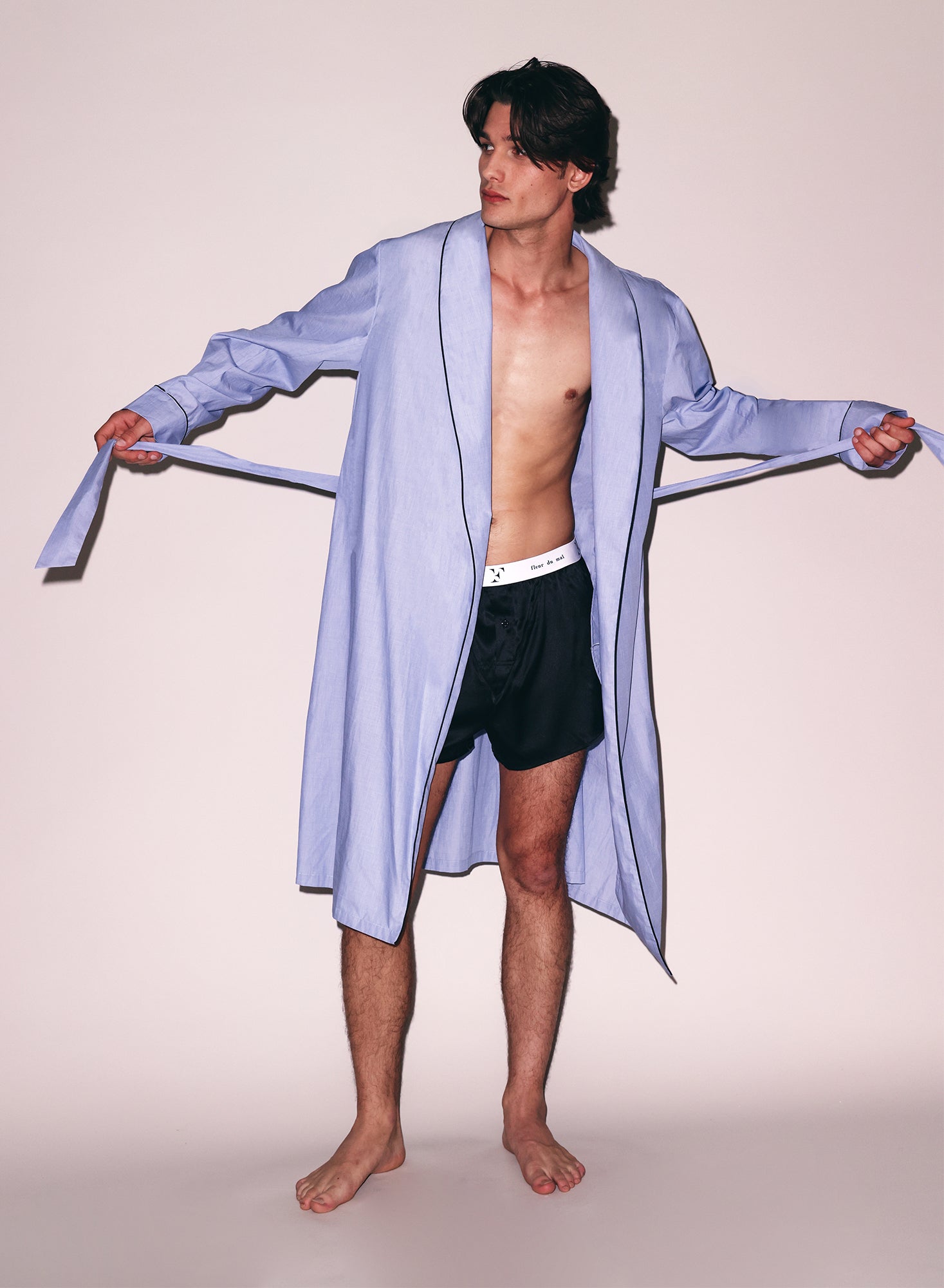 Poplin Mens robe in blue