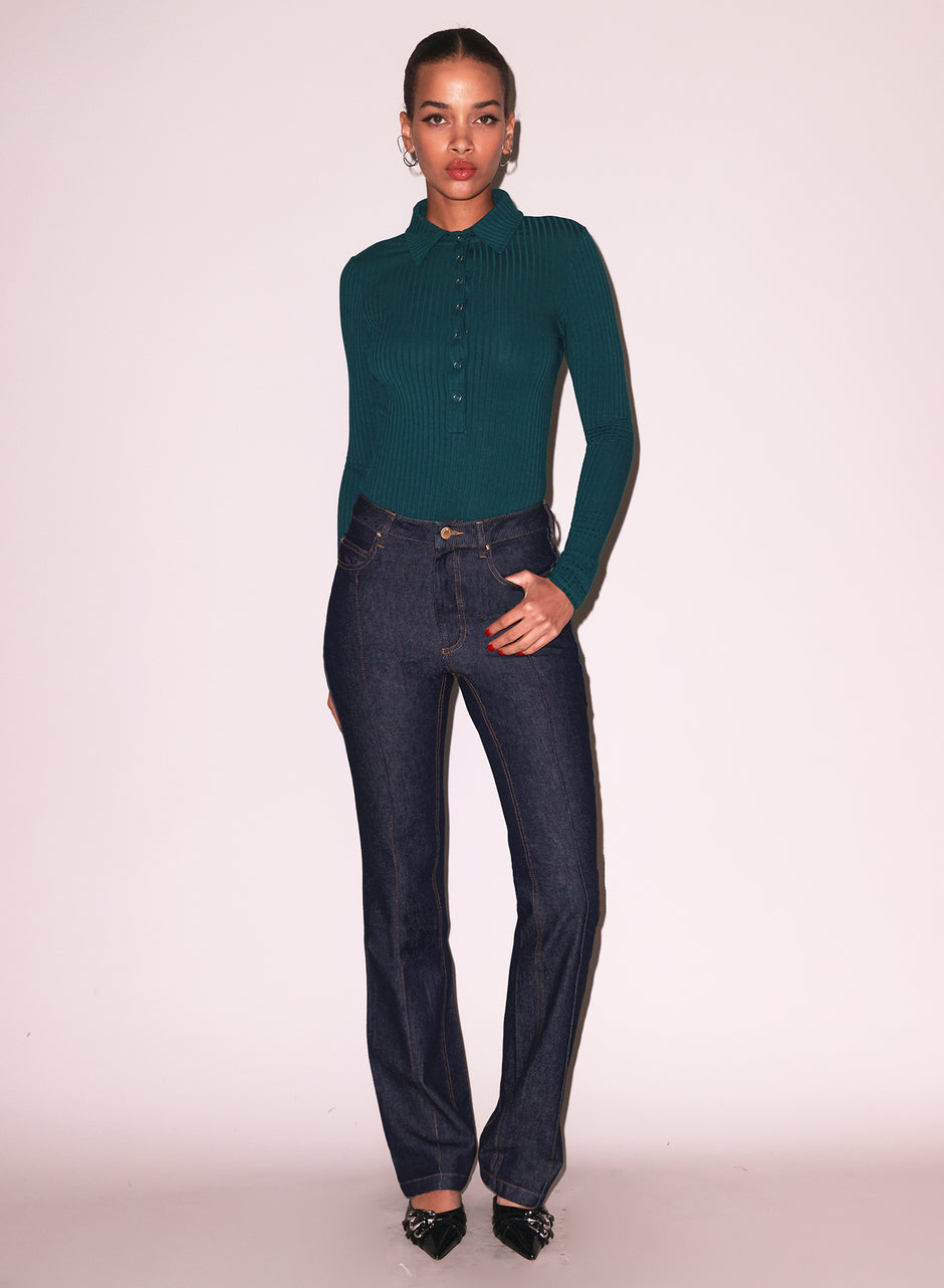 Evergreen - Rib Collared Bodysuit | Fleur du Mal