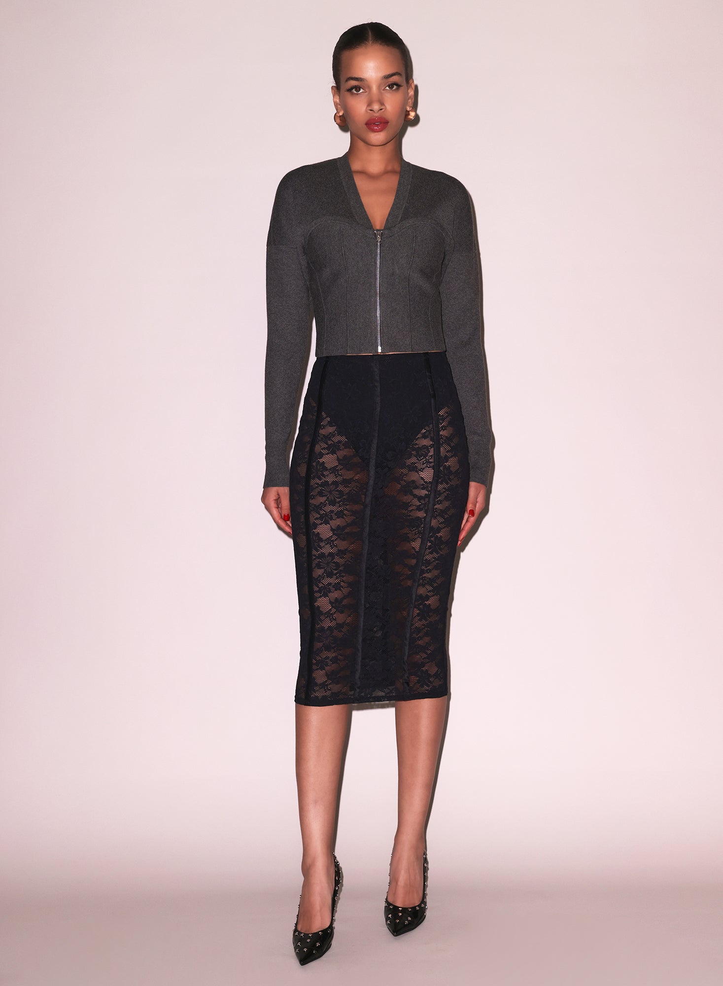 Le Stretch Lace Pencil Skirt