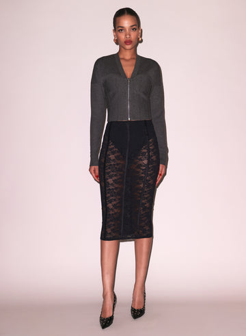 Black - Le Stretch Lace Pencil Skirt | Fleur du Mal