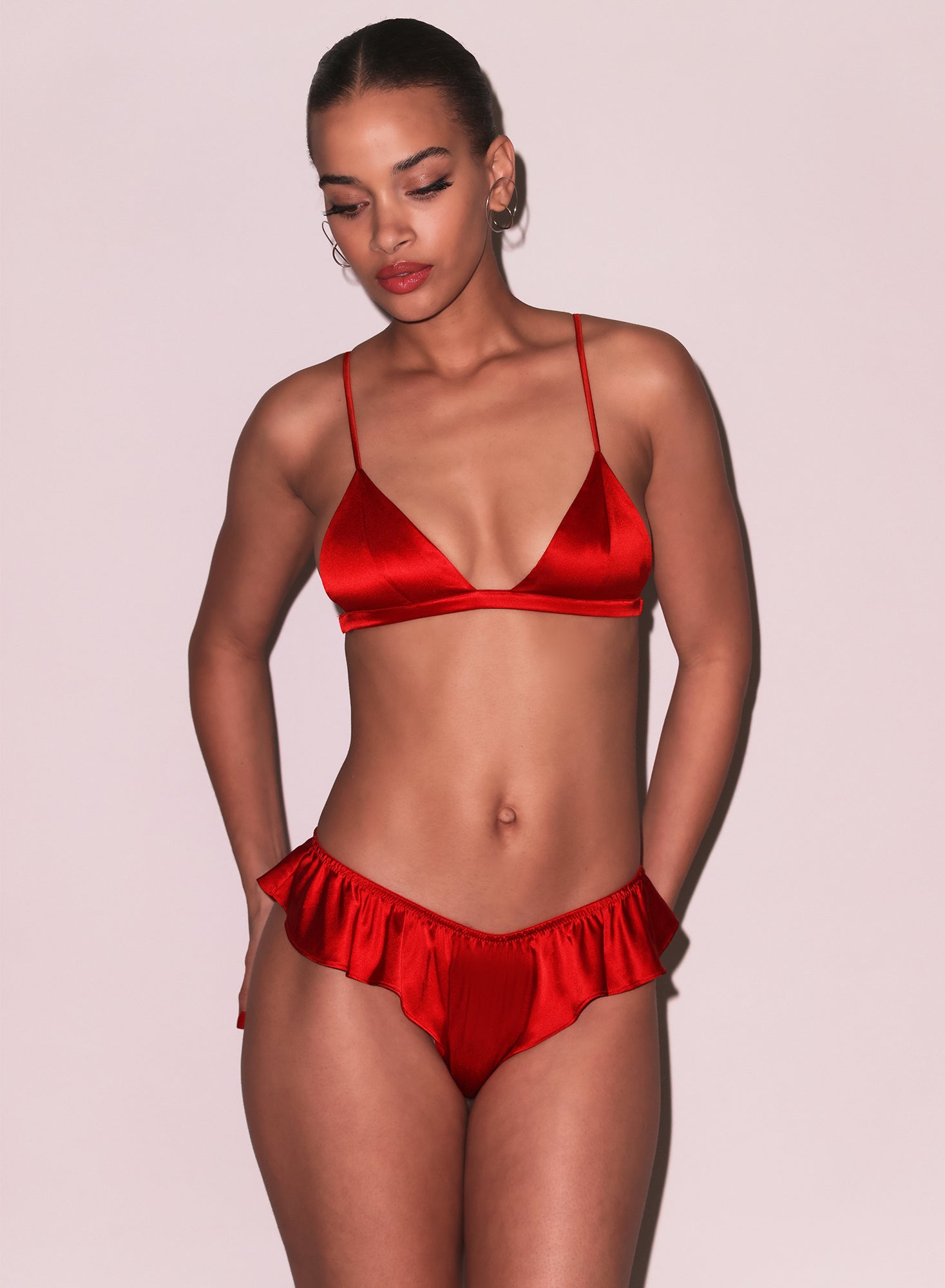Luxe Triangle Bra in red- fleur du mal