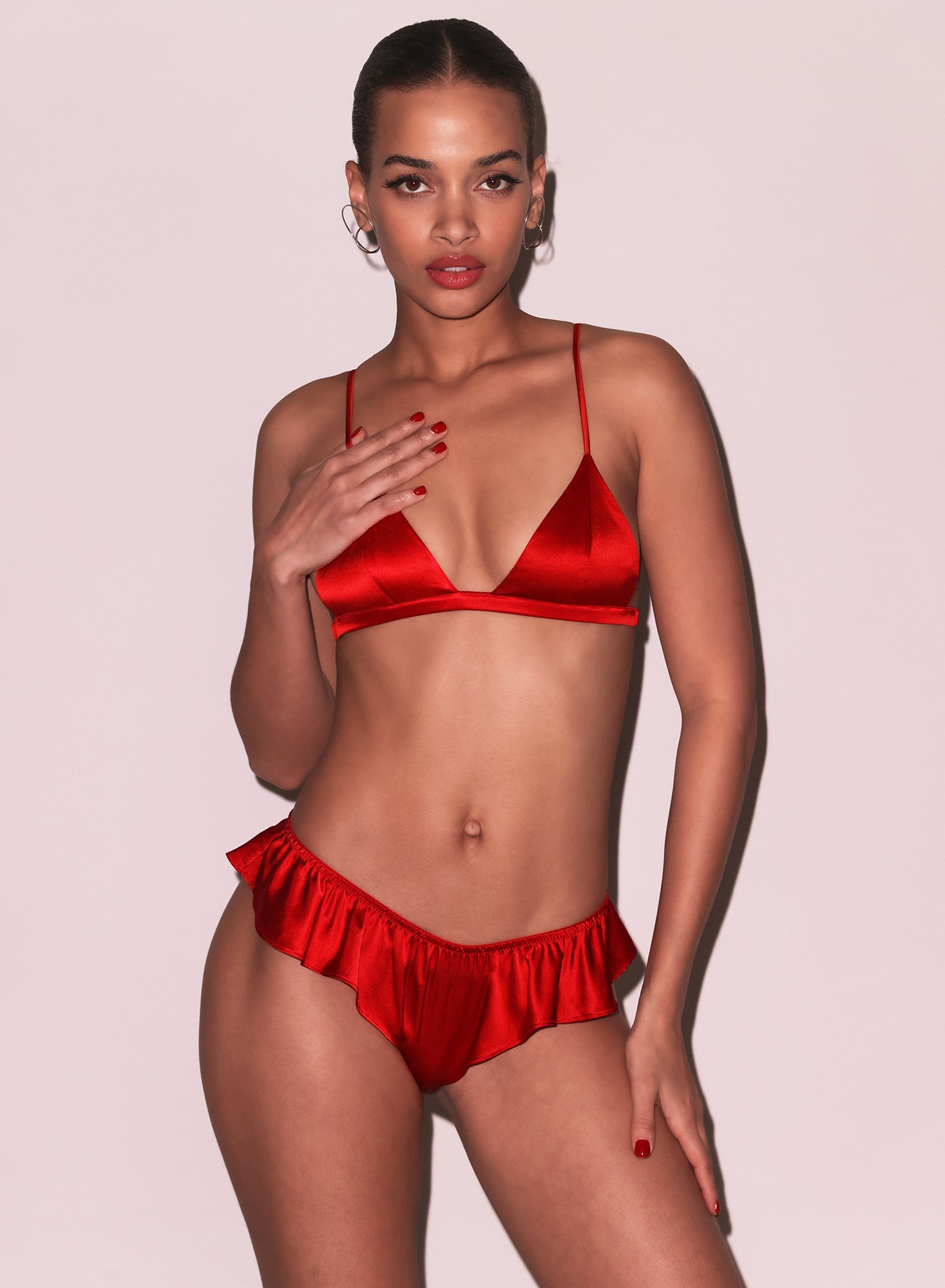 Luxe Triangle Bra in red- fleur du mal