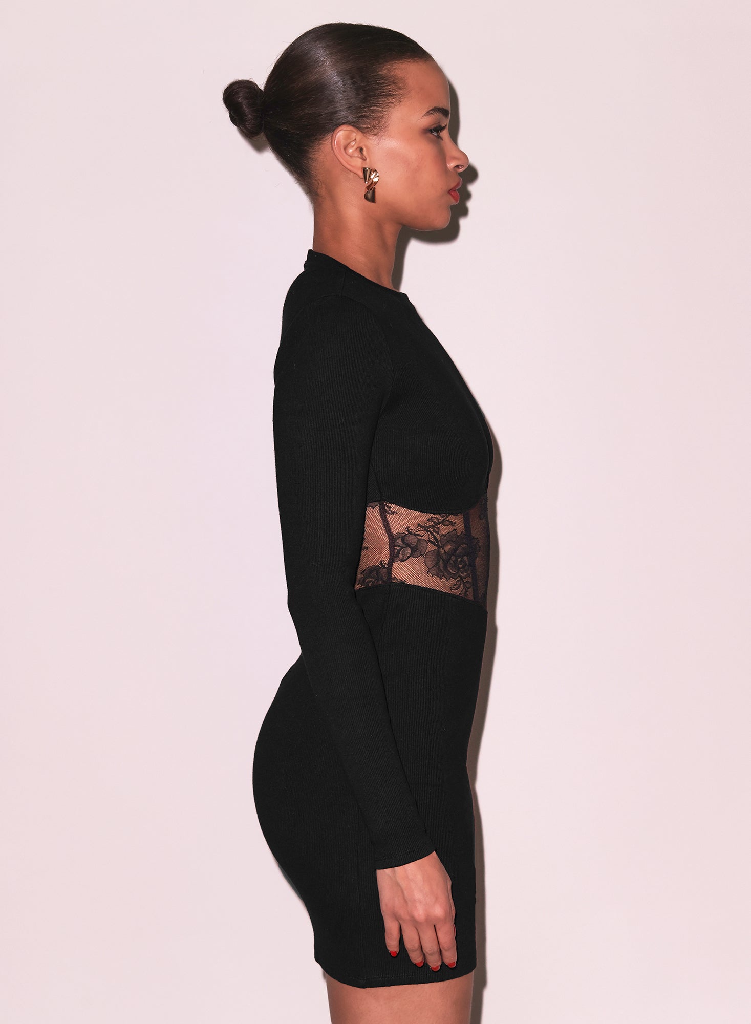 Rib & Bouquet Lace Boned Dress