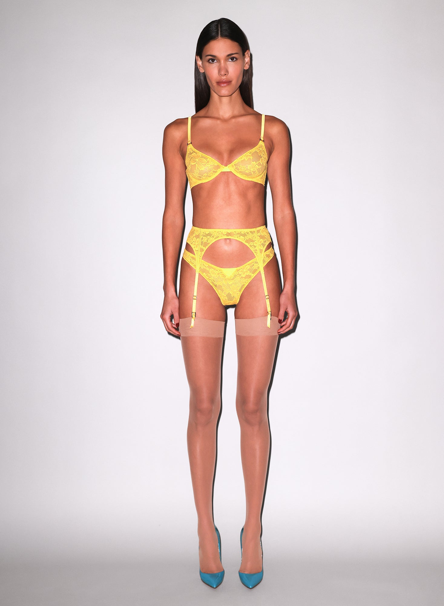 Le Stretch Lace Cheeky- Lemon Yellow - full