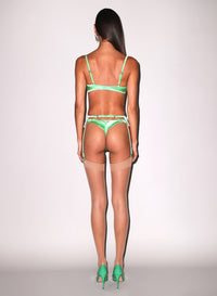 Juliet Lace Thong- Pastel Lime Green- Fleur du Mal- back view