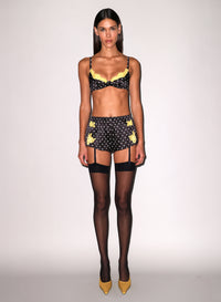 Juliet Lace Tap Short-black & yellow- Fleur du Mal