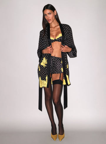 Small dot black - Juliet Lace Robe | Fleur du Mal
