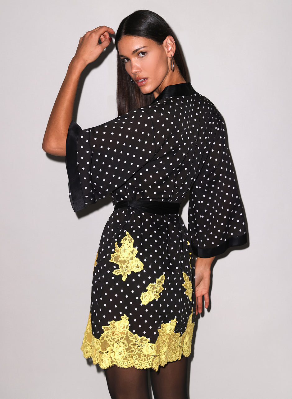 Small dot black - Juliet Lace Robe | Fleur du Mal