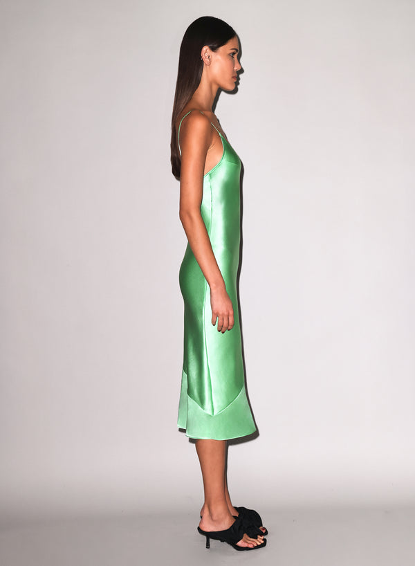 Pastel lime - Silk V Slip Dress | Fleur du Mal