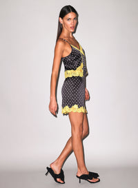 Juliet Lace Slip Skirt-black & yellow- Fleur du Mal