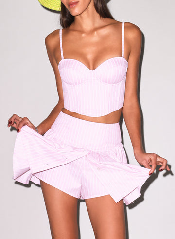 Bubblegum stripe - Poplin Garter Skort | Fleur du Mal