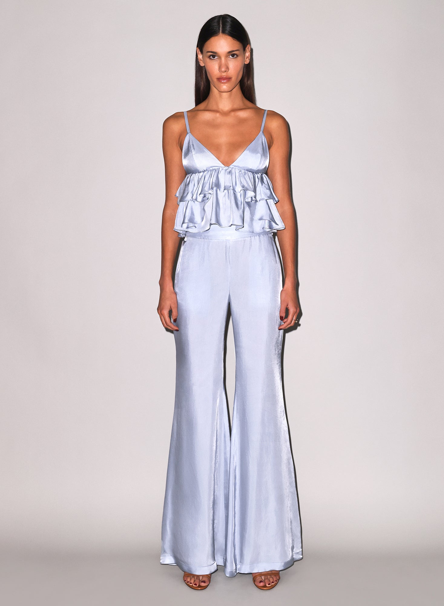 Luxe Twill Flare Pant-Blue-Fleur du Mal-flat
