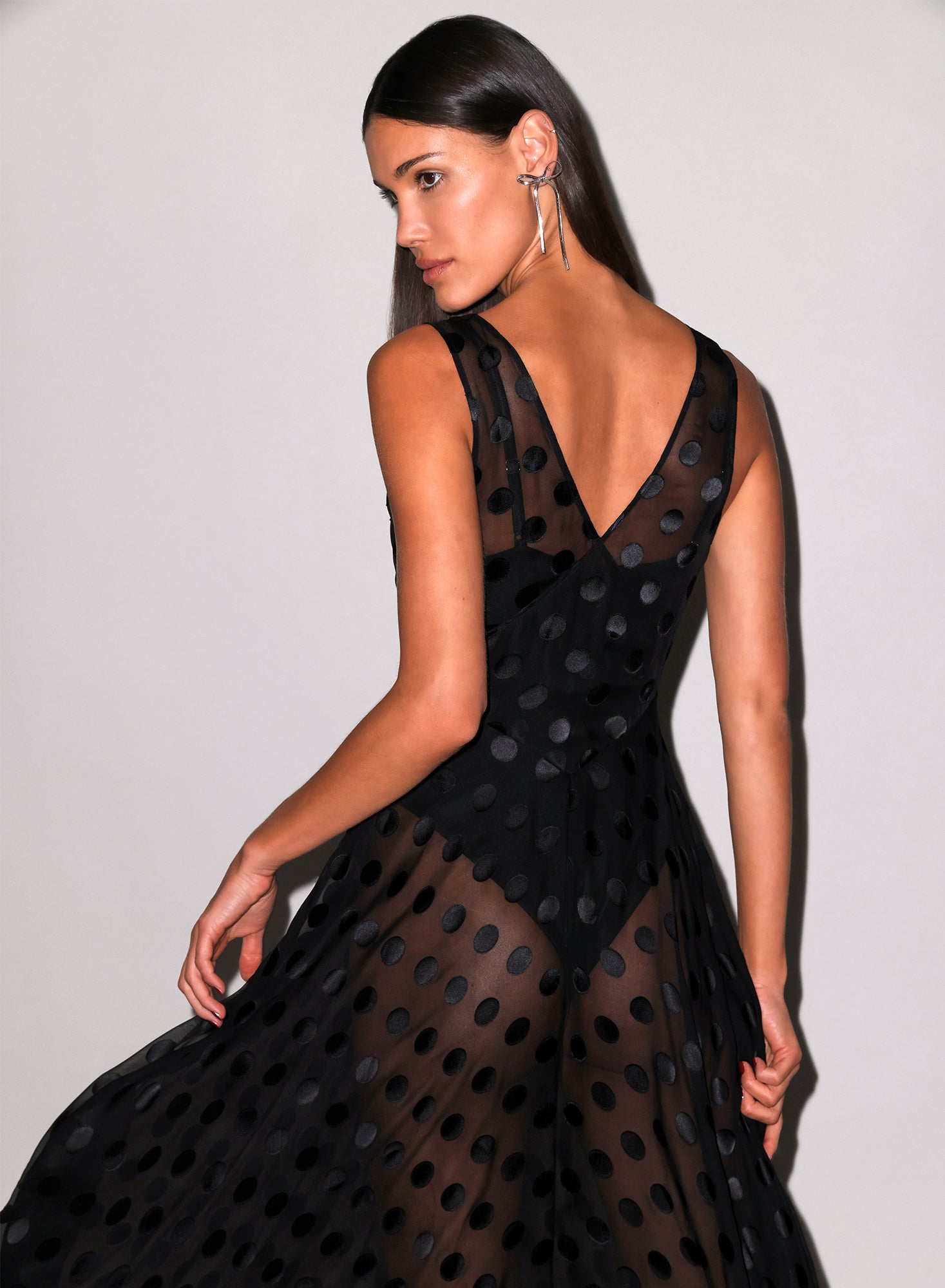 Silk Dot Gown-black-Fleur du Mal-back