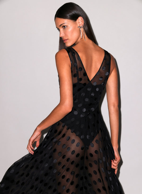 Black - Silk Dot Gown | Fleur du Mal