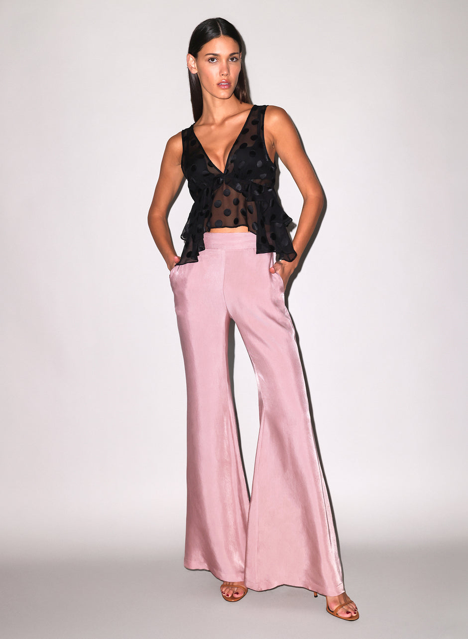 Black - Silk Dot Ruffle Top | Fleur du Mal