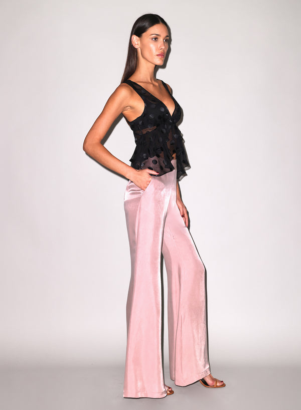 Black - Silk Dot Ruffle Top | Fleur du Mal