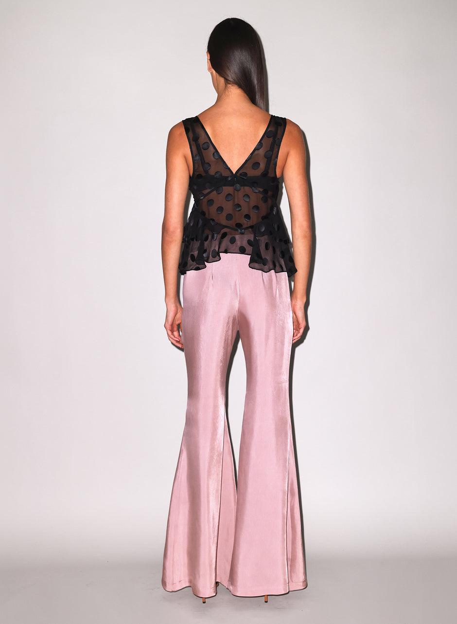 Black - Silk Dot Ruffle Top | Fleur du Mal