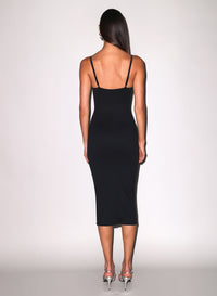 Le Stretch Micro U-Plunge Midi Dress- black- fleur du mal