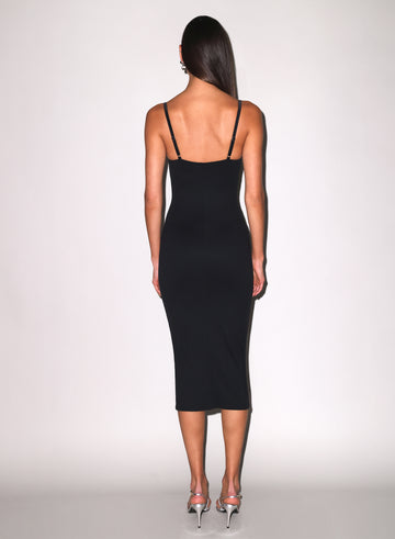 Black - Seduce U-Plunge Midi Dress | Fleur du Mal