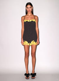 Juliet Button Slip-black & yellow- Fleur du Mal-flat