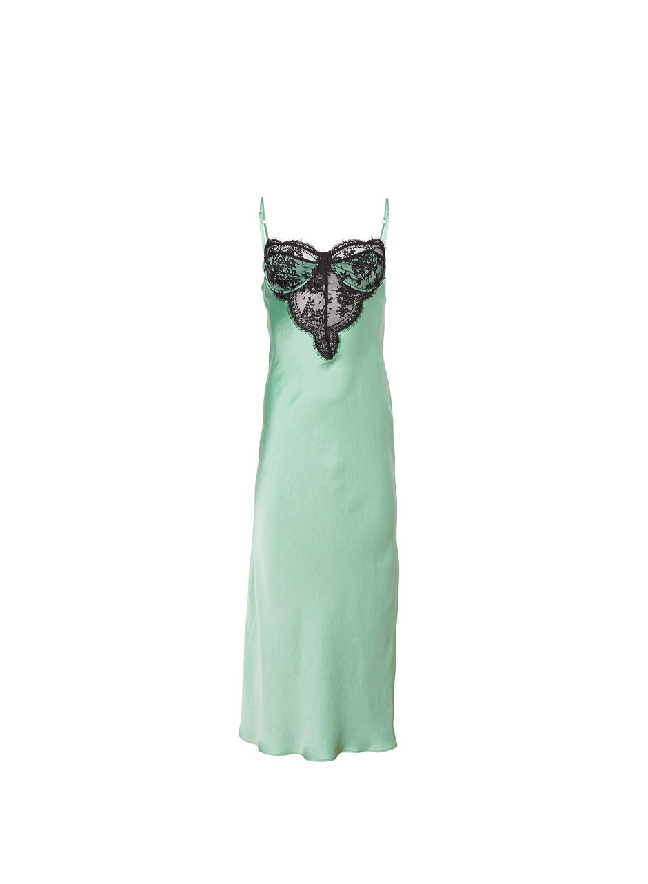 Frankie Lace Cupped Slip Dress | Fleur du Mal Pixel Green / XS Frankie Lace Cupped Slip Dress | Fleur du Mal Pixel Green / XS