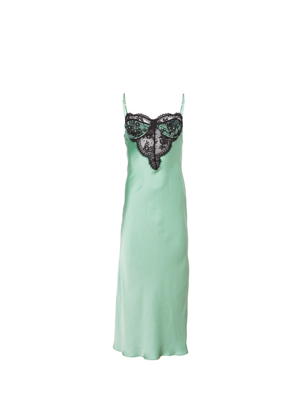 Pixel green - Frankie Lace Cupped Slip Dress | Fleur du Mal