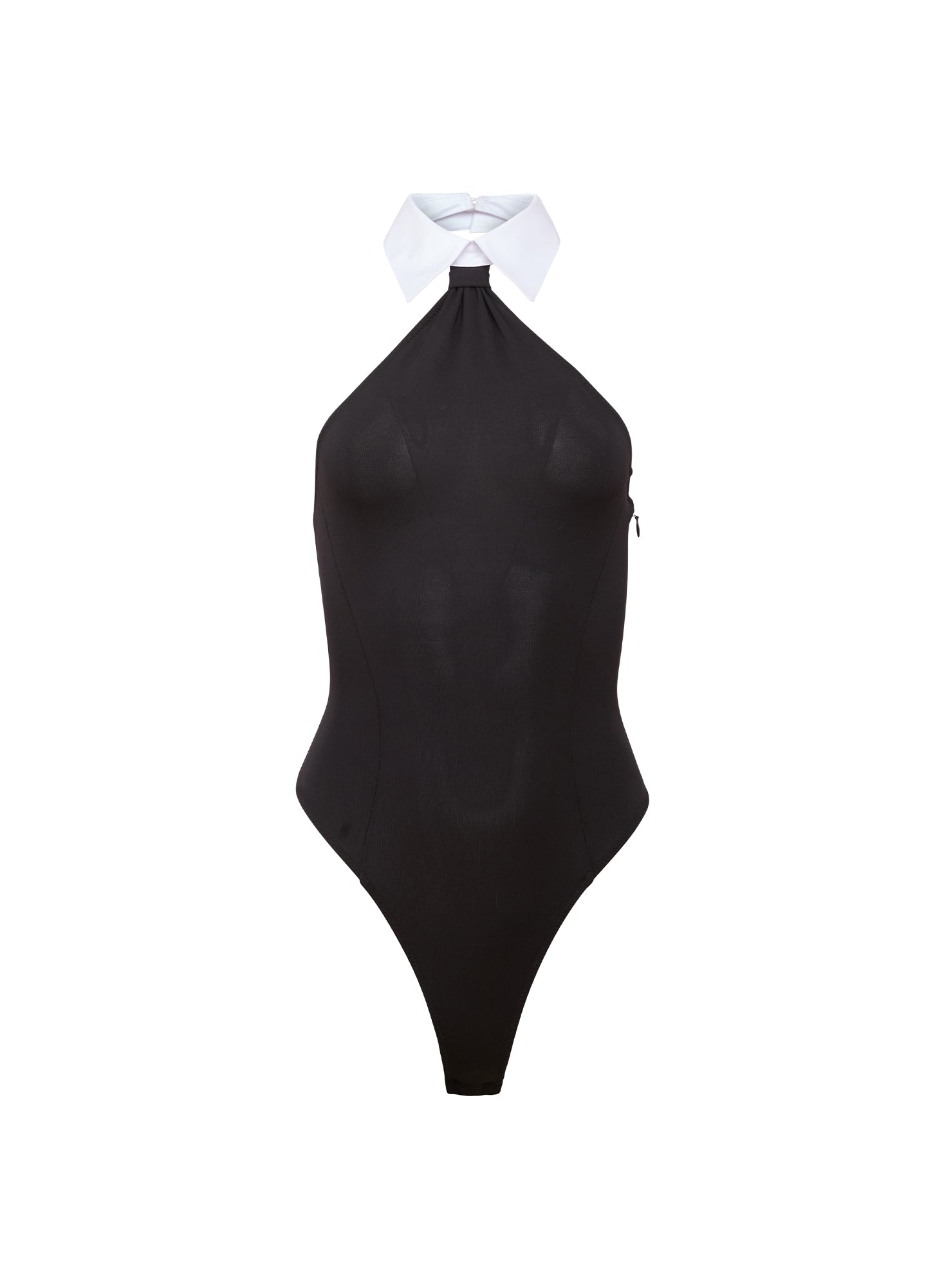 Hannah Bodysuit in black with white collar