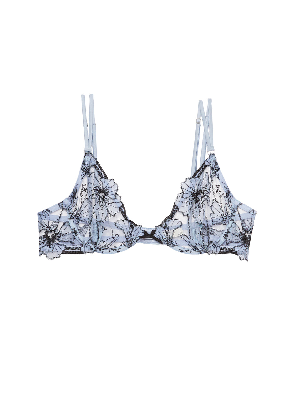 Crystal blue - Harper Embroidery Demi Bra | Fleur du Mal