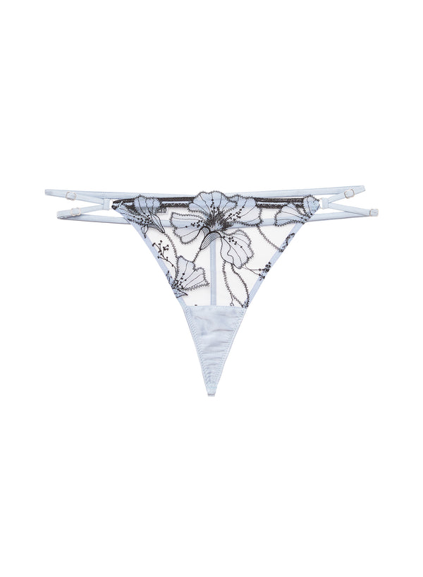 Crystal blue - Harper Embroidery V-String | Fleur du Mal