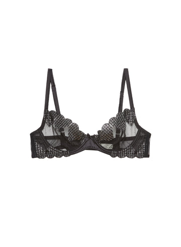 Black - Heart Embroidery Demi Bra | Fleur du Mal