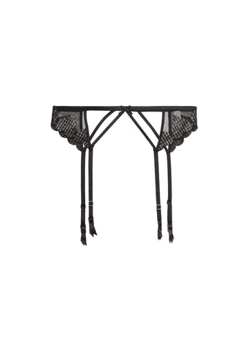 Black - Heart Embroidery Garter Belt | Fleur du Mal