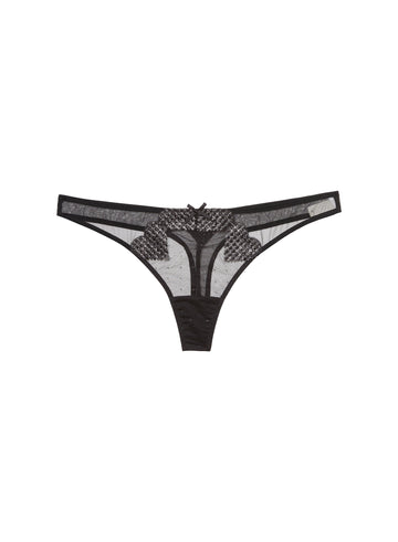 Black - Heart Embroidery Thong | Fleur du Mal