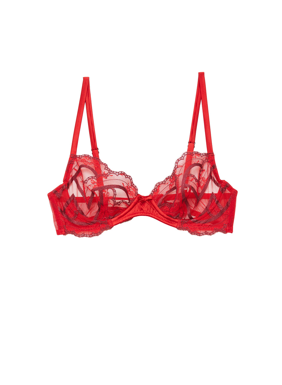 Rouge - Hendrix Embroidery Demi Bra | Fleur du Mal