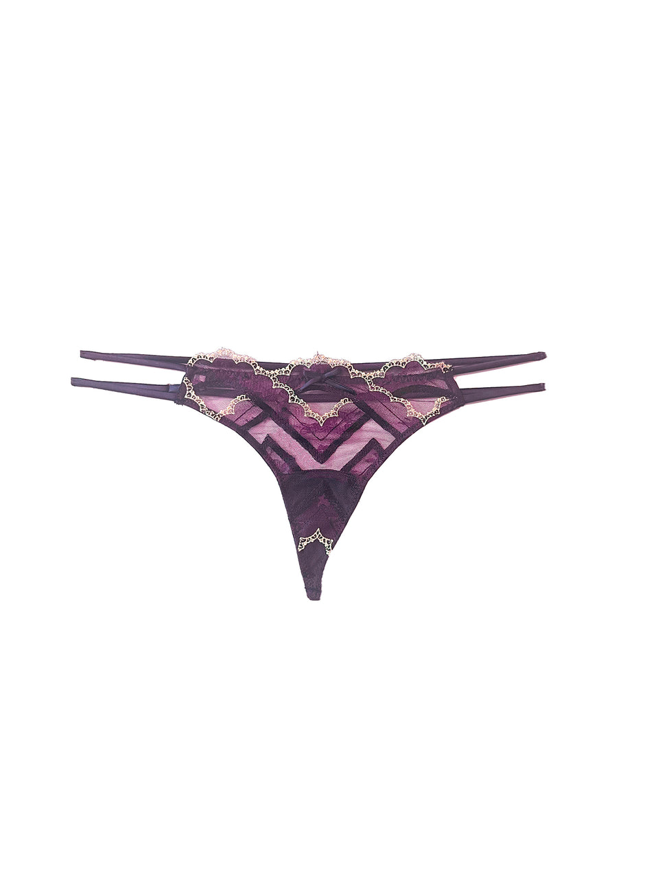 Midnight purple - Hendrix Embroidery V-String | Fleur du Mal