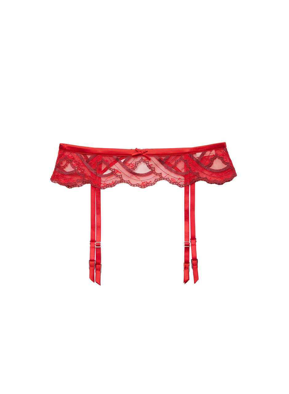 Rouge - Hendrix Embroidery Garter Belt | Fleur du Mal