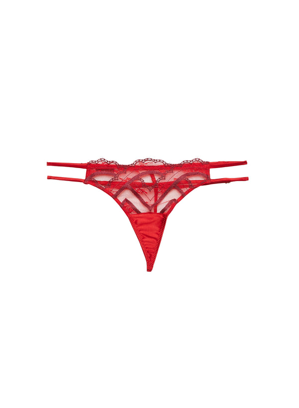 Rouge - Hendrix Embroidery V-String | Fleur du Mal