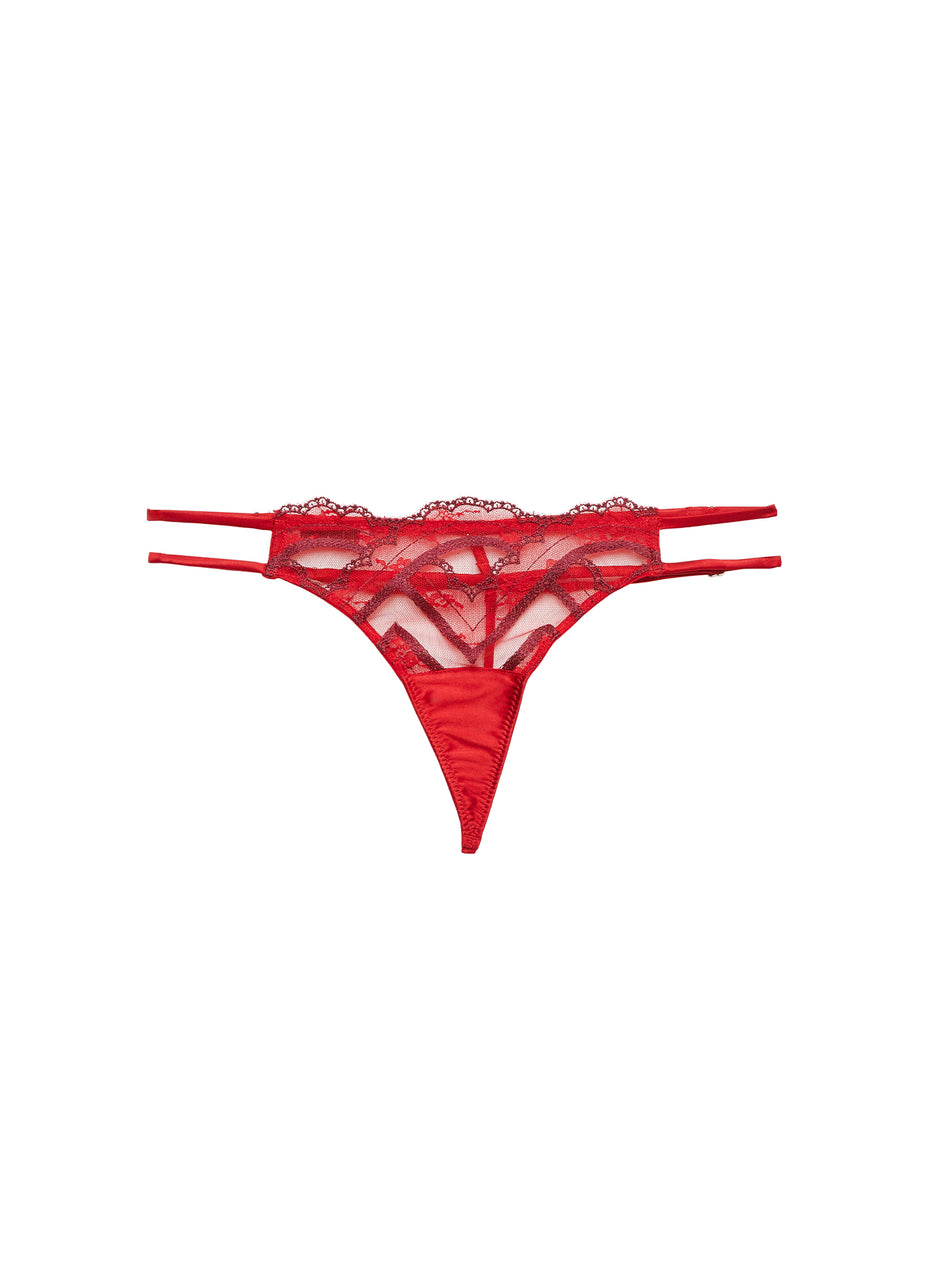 Rouge - Hendrix Embroidery V-String | Fleur du Mal