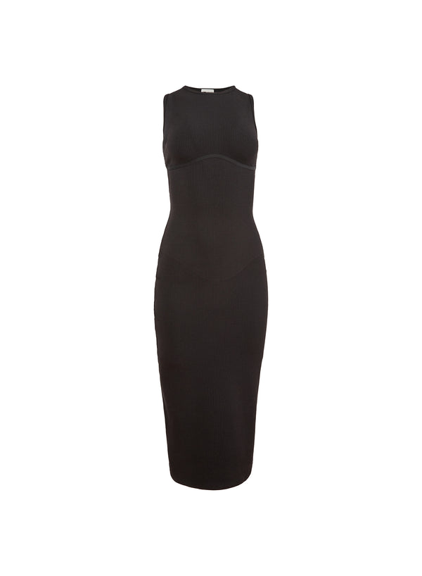 Black Hourglass Rib Midi Dress | Fleur du Mal Black Hourglass Rib Midi Dress | Fleur du Mal
