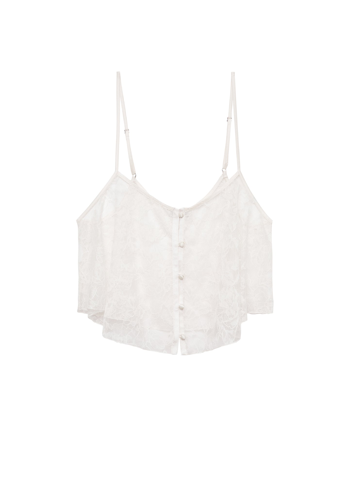 Jasmine Lace Flutter Cami in ivory-flat- Fleur du Mal
