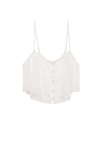 Jasmine Lace Flutter Cami in ivory-flat- Fleur du Mal