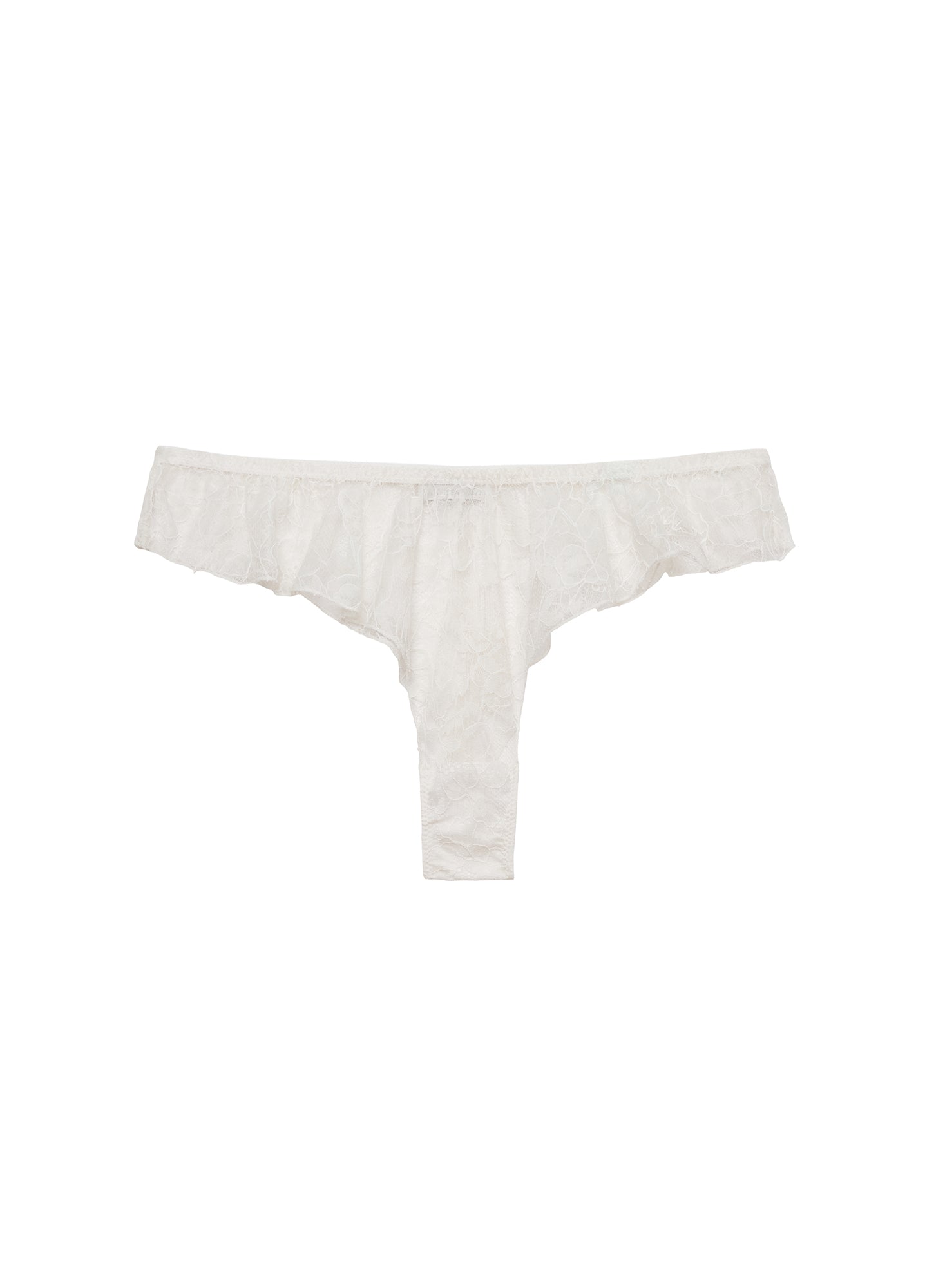 Jasmine Lace Flutter Panty in ivory-flat- Fleur du Mal