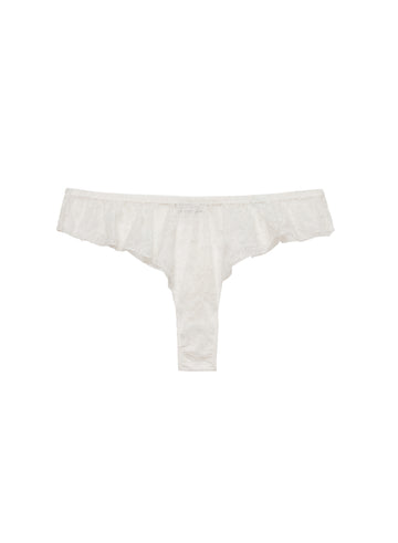Jasmine Lace Flutter Panty in ivory-flat- Fleur du Mal