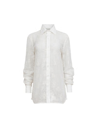 Juliet Lace Button Down Ivory Shirt-FDM