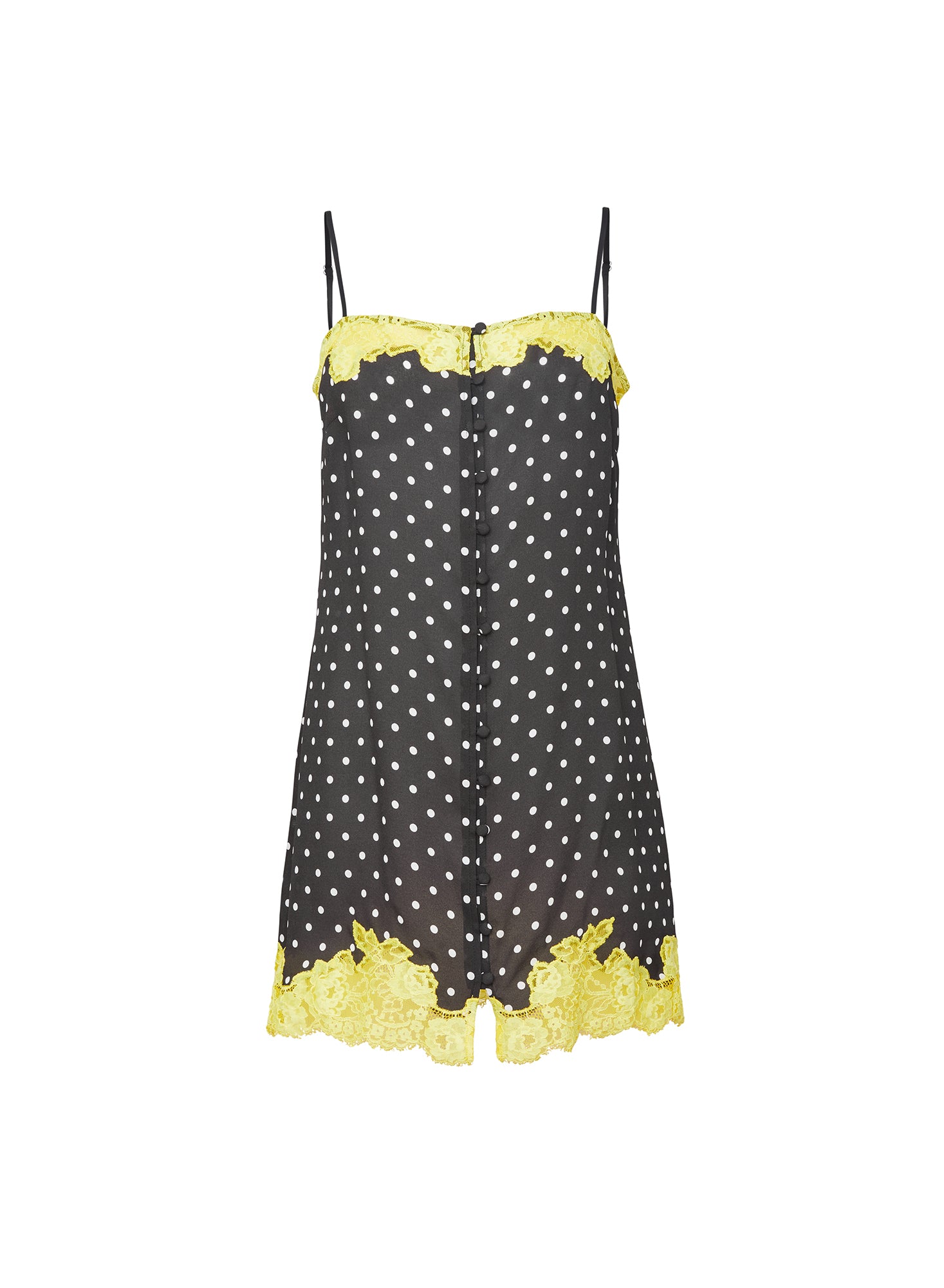 Juliet Lace button Slip-Black/Yellow-fleur du mal