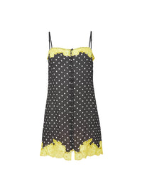 Juliet Lace button Slip-Black/Yellow-fleur du mal
