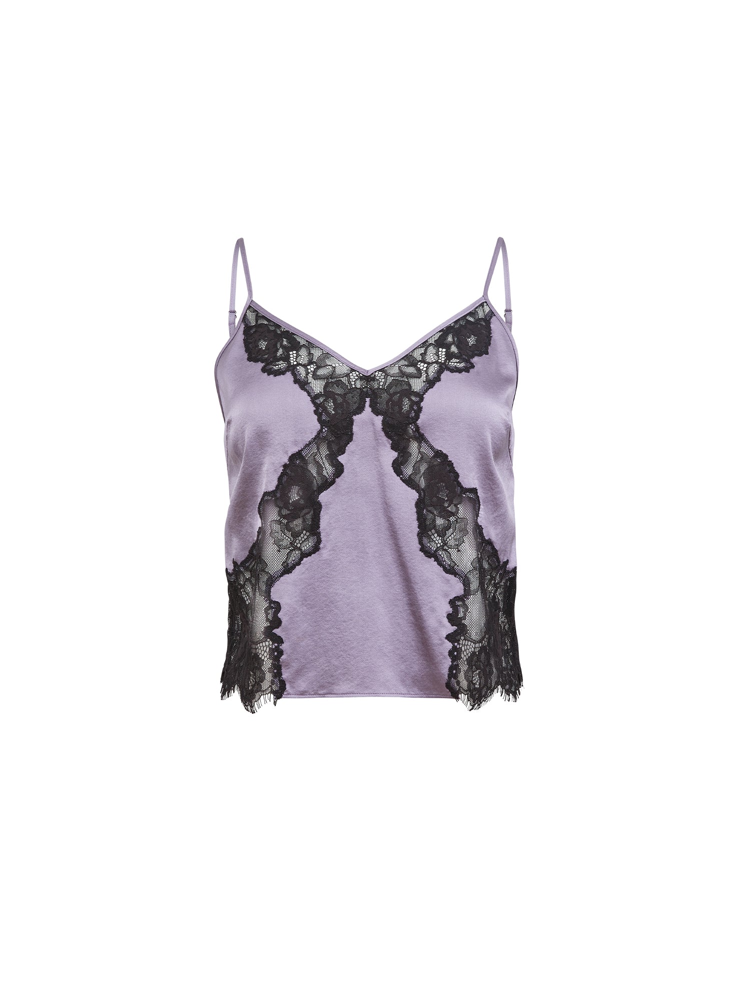 Juliet Lace & Silk Cami- purple with black lace- Fleur du Mal