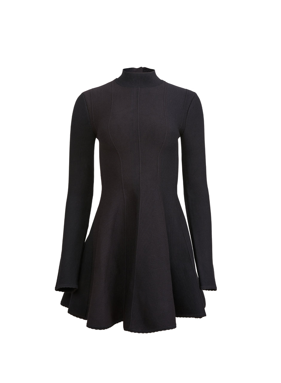 Black - Long Sleeve Flared Corset Dress | Fleur du Mal